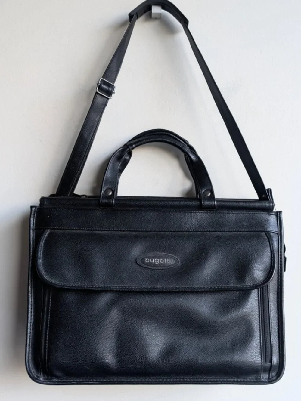 Bugatti Classic Black Leather Briefcase